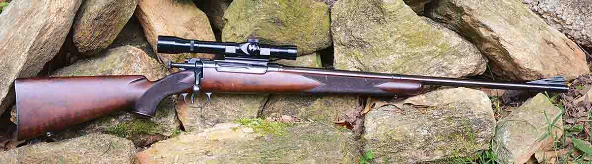Bolt actions were scarce during the 1920s, so A.O. Niedner converted a Krag action to a single shot and chambered it to .22 WCF Improved. He also made its nickel-steel barrel, and the rifle was stocked by Tom Shelhamer.